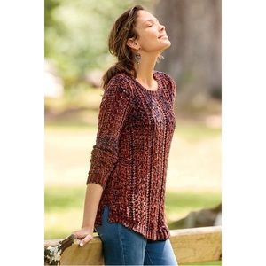 Soft Surroundings Windsor Park Open Knit Chenille Sweater Two Tone